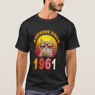 61st Birthday Vintage Cat Awesome Since 1961 T-Shirt