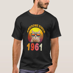 61st Birthday Vintage Cat Awesome Since 1961 T-Shirt