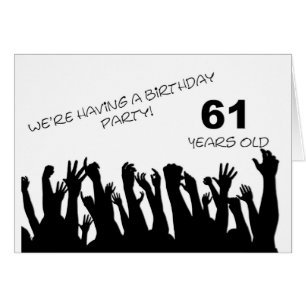 61st party invitation with a cheering crowd