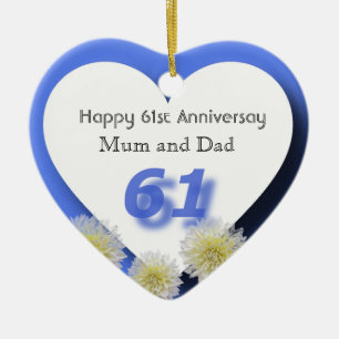 61st Wedding Anniversary   Ceramic Tree Decoration