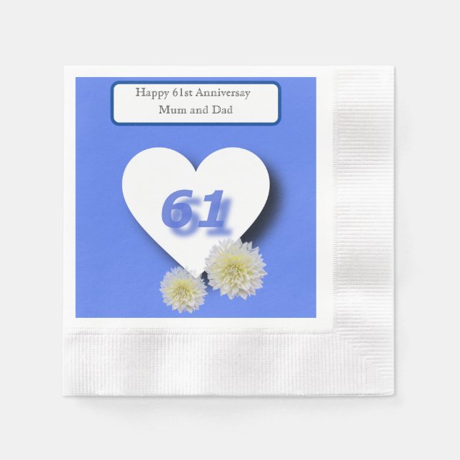 61st Wedding Anniversary  Napkin (Front)
