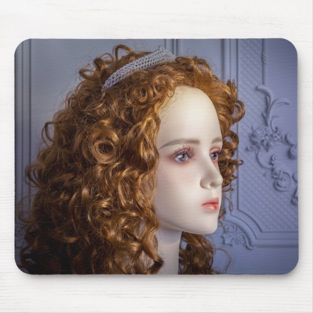 6271-Mannequin with Red Hair and Diamond Tiara Mouse Mat (Front)