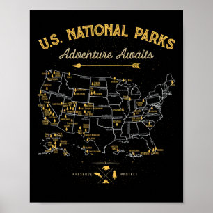 62 National Parks Map Gifts Us Park Vintage Campin Poster