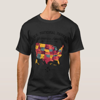 62 National Parks Map Gifts Us Park Vintage Campin T-Shirt