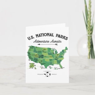 62 National Parks Map Us Park Vintage Camping Hiki Card