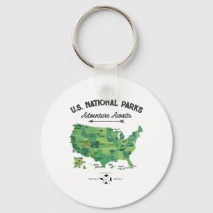 62 National Parks Map Us Park Vintage Camping Hiki Key Ring