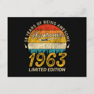 62 Year Old 1963 Retro Awesome 62nd Birthday Gift Postcard