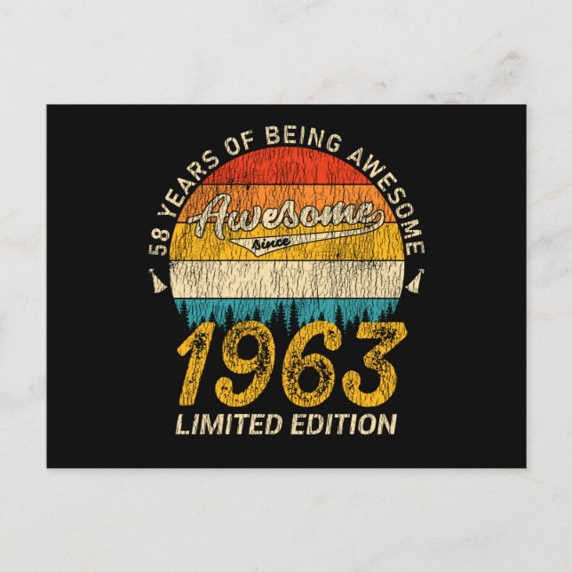 62 Year Old 1963 Retro Awesome 62nd Birthday Gift Postcard (Front)