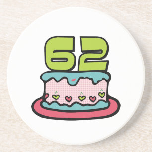 62 Year Old Birthday Cake Coaster