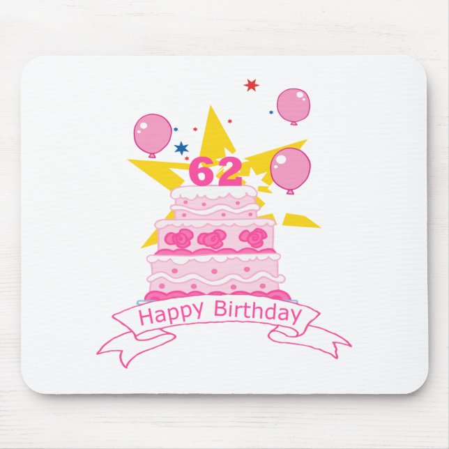 62 Year Old Birthday Cake Mouse Mat (Front)