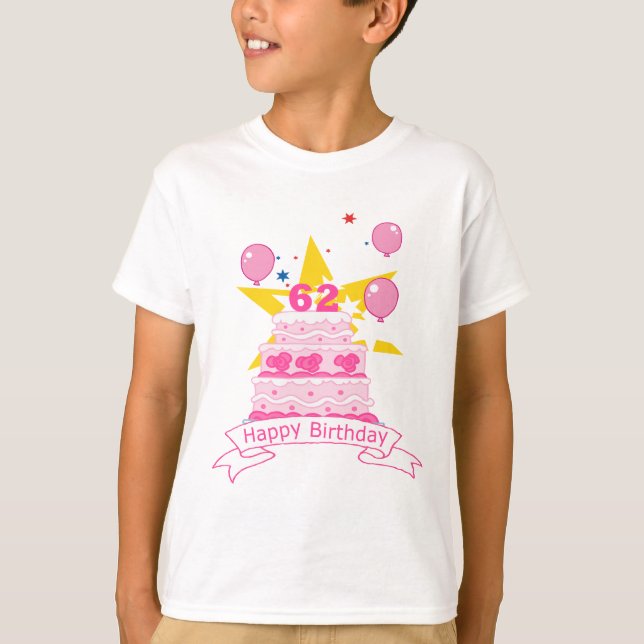 62 Year Old Birthday Cake T-Shirt (Front)