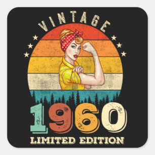 62 Year Old Women Bday 1960 Vintage 62nd Birthday Square Sticker