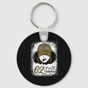 62 Years Old Fabulous Melanin Girl Leopard 62th Bi Key Ring