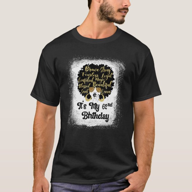 62 Years Old Leopard Melanin Girl It's My Birthday T-Shirt (Front)