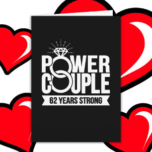 62 Years Strong Power Couple Cute 62nd Anniversary Card