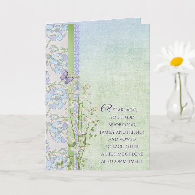 62nd Anniversary Lily of the Valley bouquet Card (Small Plant)