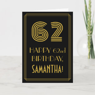 62nd Birthday: Art Deco Inspired Look "62" & Name Card