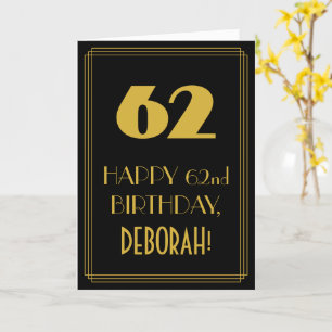62nd Birthday – Art Deco Inspired Look "62" & Name Card
