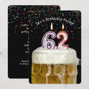 62nd Birthday Beer Party Invitation