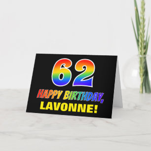 62nd Birthday: Bold, Fun, Simple, Rainbow 62 Card
