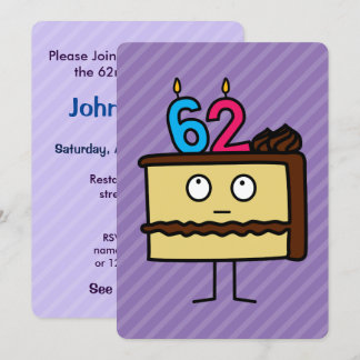 62nd Birthday Cake with Candles Invitation