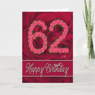 62nd birthday card with roses and leaves