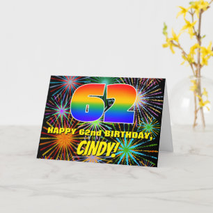 62nd Birthday: Fun, Colourful Celebratory Firework Card