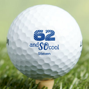 62nd Birthday Gift for Him Cool 62 Fun Blue Custom Golf Balls