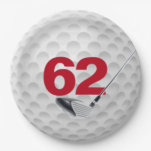 62nd Birthday Golf Ball Design Paper Plate