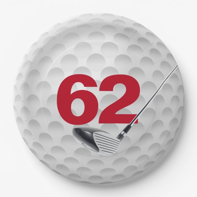 62nd Birthday Golf Ball Design  Paper Plate (Front)