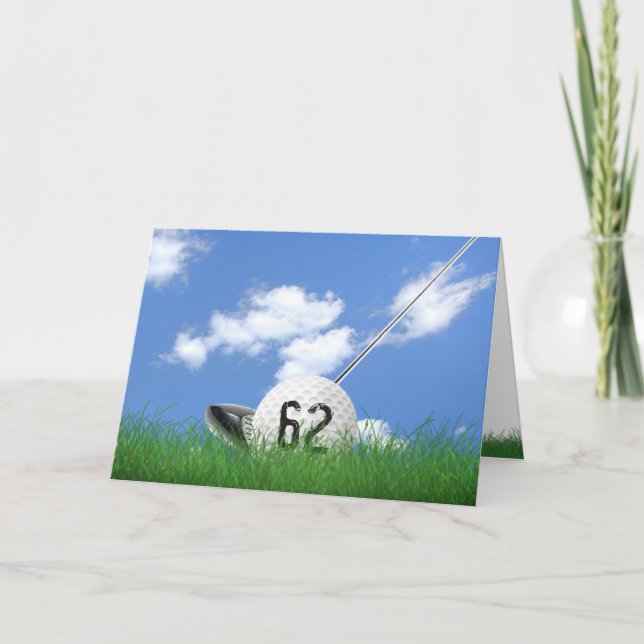 62nd birthday golf ball in grass card (Front)
