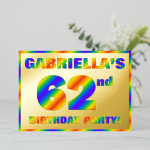 62nd Birthday Party — Fun, Rainbow Spectrum “62”