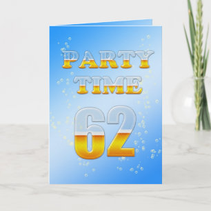 62nd birthday party invitation with lots of beer