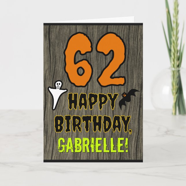 62nd Birthday: Spooky Halloween Theme, Custom Name Card (Front)