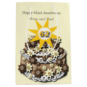 62nd Wedding Anniversary  Medium Gift Bag
