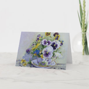 6300 Pansies in Teacup Birthday Card
