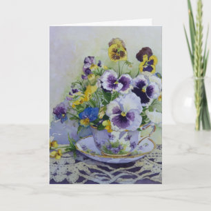 6300 Pansies in Teacup Mother's Day Card