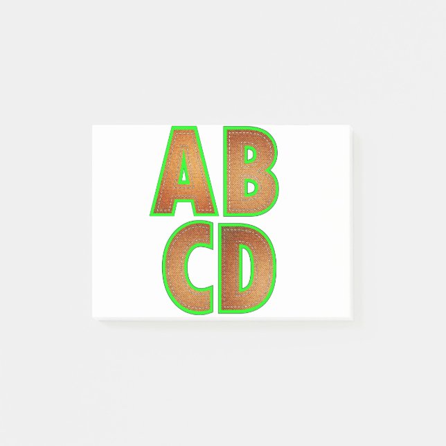6323Textile Alphabet Post-it Notes (Front)