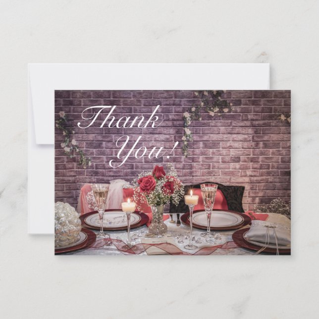 6371-Bride and Groom Wedding Table Thank You Card (Front)