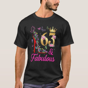 63 & Fabulous 63 Years Old 63rd Bday Butterflies H T-Shirt