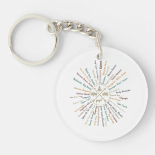 63 National Parks Map Gifts US Park Vintage Campin Key Ring