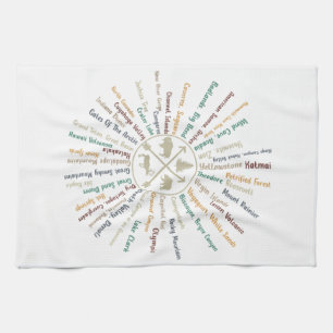 63 National Parks Map Gifts US Park Vintage Campin Tea Towel