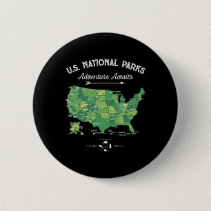 63 National Parks Map Us Park Retro Vintage Campin 6 Cm Round Badge