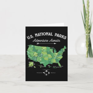 63 National Parks Map Us Park Retro Vintage Campin Card