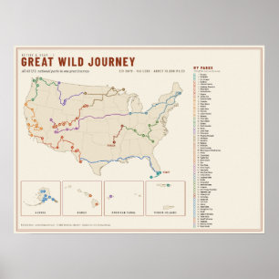 63 National Parks Road Trip Map Poster