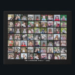 63 Square Photo Collage Grid with Text - black Faux Canvas Print<br><div class="desc">Use 63 SQUARE photos to create a personal photo collage. This modern, clean layout includes a text block in a san serif font to add a family name or a name. The background colour can be changed in the customise area. ***For best results for this multi photo layout - crop...</div>