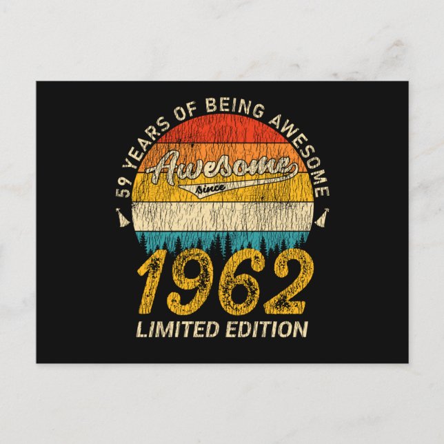 63 Year Old 1962 Retro Awesome 63rd Birthday Gift Postcard (Front)