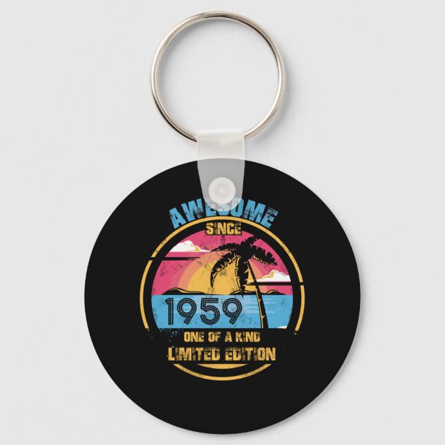 63 Year Old Awesome Since 1959 63rd Birthday Key Ring (Front)