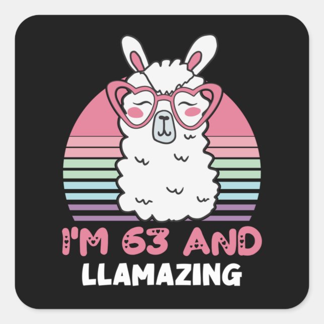 63 Year Old Bday Llamazing 63rd Birthday Llama Square Sticker (Front)