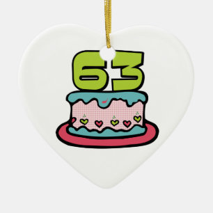 63 Year Old Birthday Cake Ceramic Tree Decoration